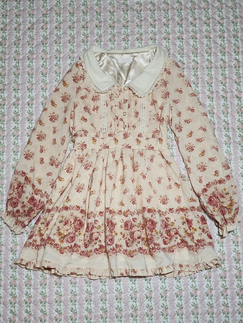 LIZ LISA 🎀 Floral Lace Trim Collar Dress 0